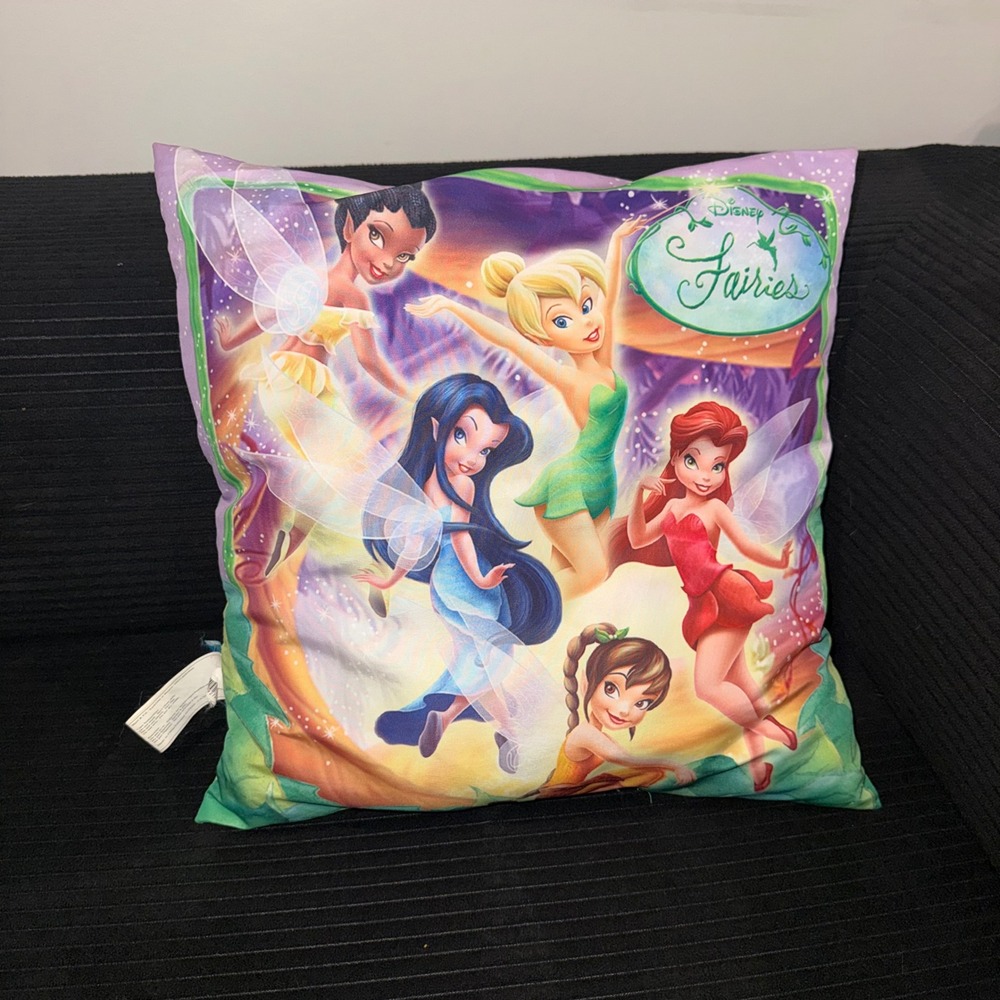 Vintage Disney Fairies Tinker Bell Decorative Pillow Rosetta Silvermist Iridessa